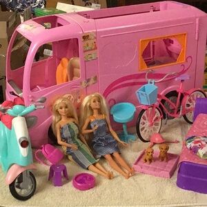Barbie Glamour Camper and other items.